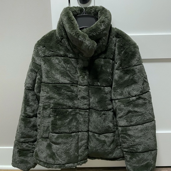 Avec Les Filles Faux Fur Puffer Jacket in Olive Nordstrom - Picture 2 of 4